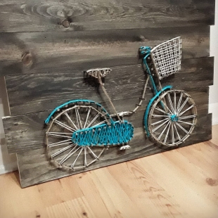 String Art - Blue Bicycle