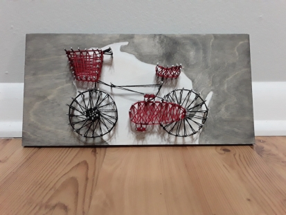 String Art - Red Bicycle